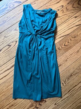 Susana Monaco Teal Knot-Front Sleeveless Dress